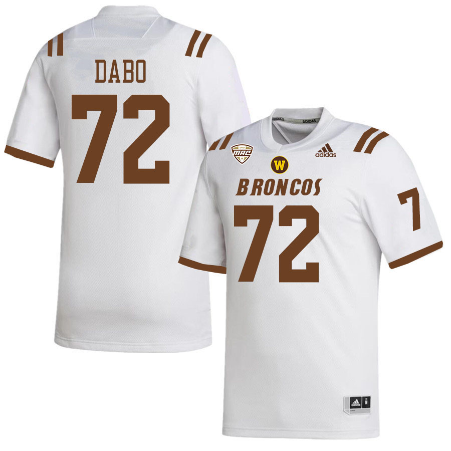 #72 Gavin Dabo Western Michigan Broncos College Football Jerseys Stitched-White